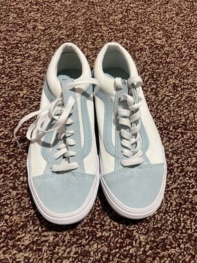 Classic Low-Top Vans in Light Blue and White